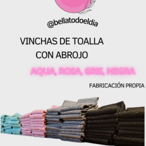 Vincha de Toalla Premium con abrojo con costuras en bordes