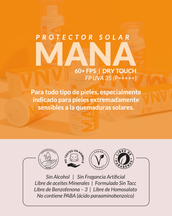 Protector Solar Mana FPS 60+ FP UVA 35 2 tonos - Imagen 2