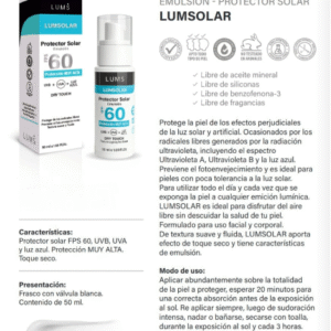Protector Solar LUMSOLAR x 50ml FPS60 Toque Seco incoloro