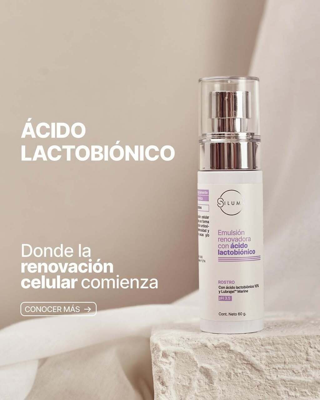 Emulsion renovadora con Acido Lactobionico 10% + Lubrajel® Marine SILUMA