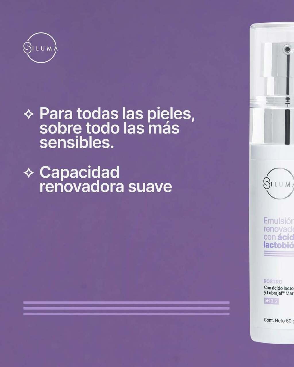 Emulsion renovadora con Acido Lactobionico 10% + Lubrajel® Marine SILUMA - Imagen 3