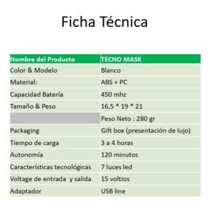 Tecno Mask  Mascara Led de 7 colores Glaps