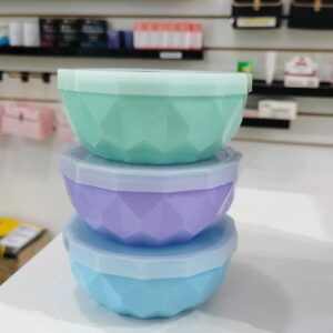 BOWL CHICO FACETADO PASTEL CON TAPA