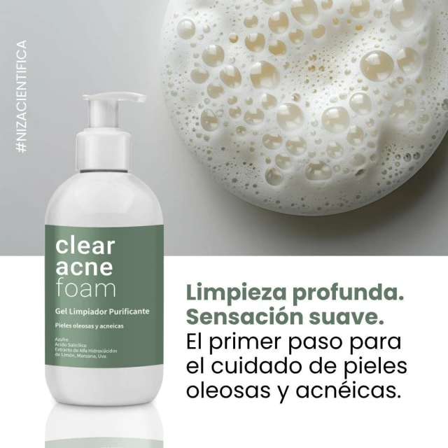 CLEAR ACNE FOAM Gel limpiador pieles oleosa y acneicas x 250ml NIZA