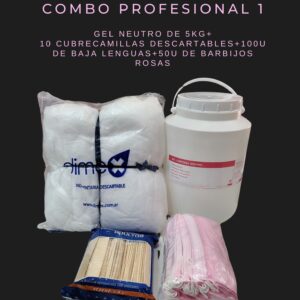 Combo Profesional Gel neutro 5k+10 Cubrecamillas +100u Bajalenguas+ 50 Barbijos