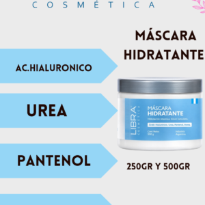 Máscara hidratante con Ácido Hialurónico, Urea, Pantenol, Avena Libra cosmética