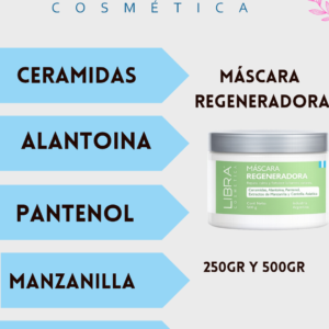 Máscara regeneradora con Ceramidas, Alantoína, Pantenol, Manzanilla & Centella Asiática Libra cosmética