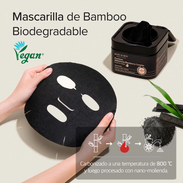 Mascara facial (20 unidades) con IDEBENONE BLACKBERRY COMPLEX ESSENCE MASK Mary&May - Imagen 5
