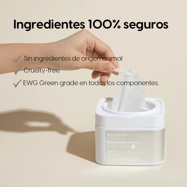 Mascara facial (30 unidades) con NIACINAMIDE VITAMIN C BRIGHTENING MASK Mary&May - Imagen 2