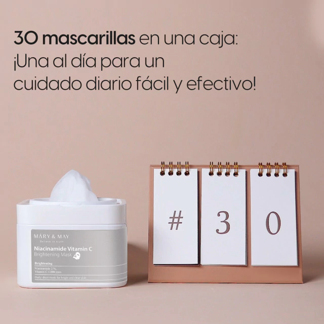 Mascara facial (30 unidades) con NIACINAMIDE VITAMIN C BRIGHTENING MASK Mary&May - Imagen 4