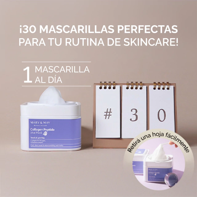 Mascara facial (30 unidades) con COLLAGEN PEPTIDE VITAL MASK Mary&May - Imagen 4