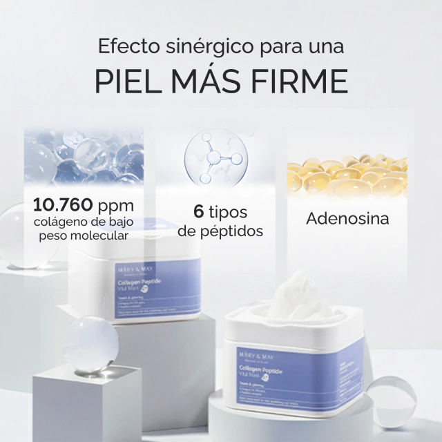 Mascara facial (30 unidades) con COLLAGEN PEPTIDE VITAL MASK Mary&May - Imagen 3