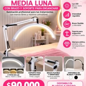 Lampara Led Media Luna con brazo articulado y soporte para enganchar